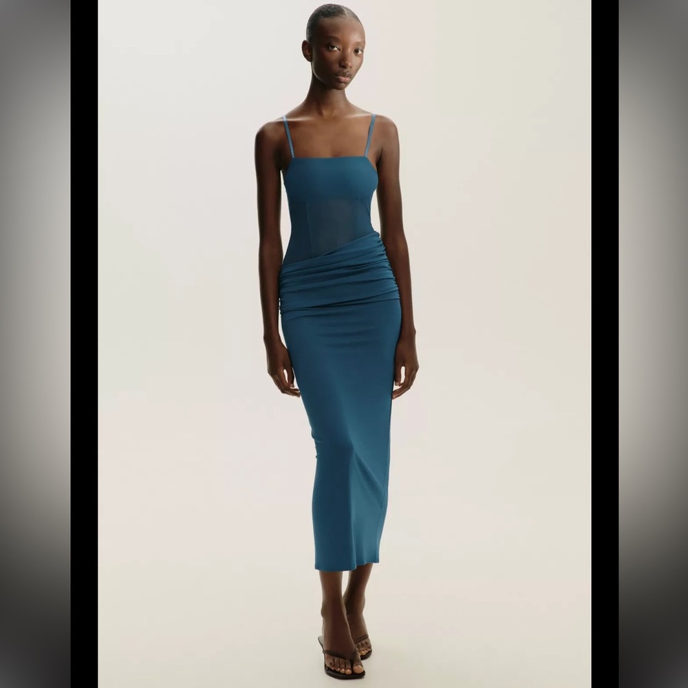 BRAND NEW - Tags on. Zara Teal Blue Midi Dress